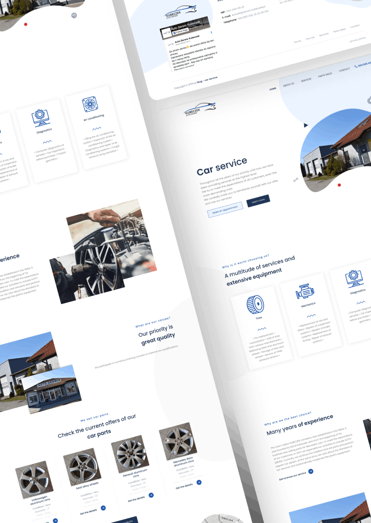 Web page design for Kubeczek car service.