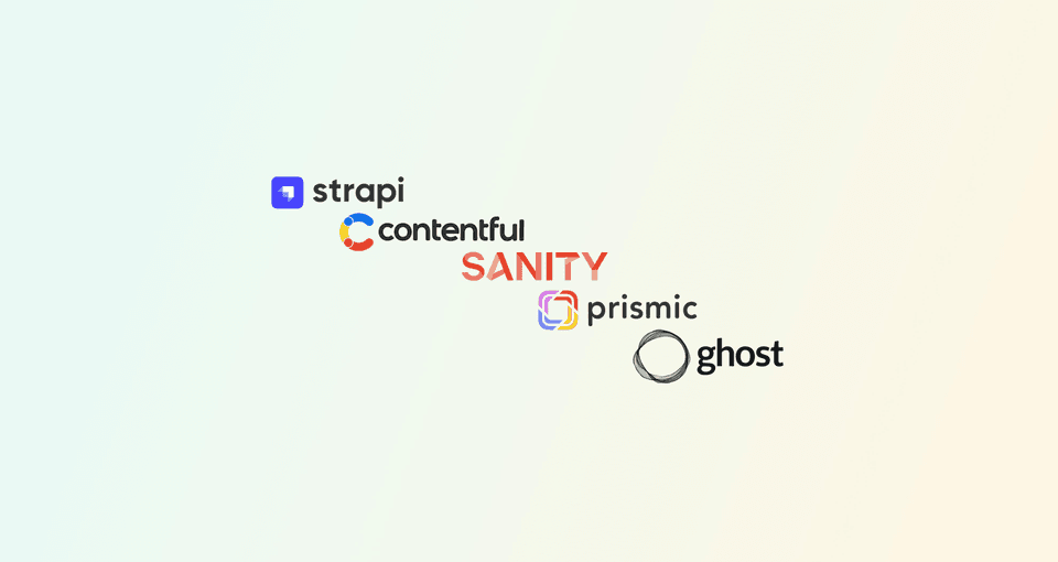 Strapi, Contentful, Sanity, Prismic, Ghost - logos